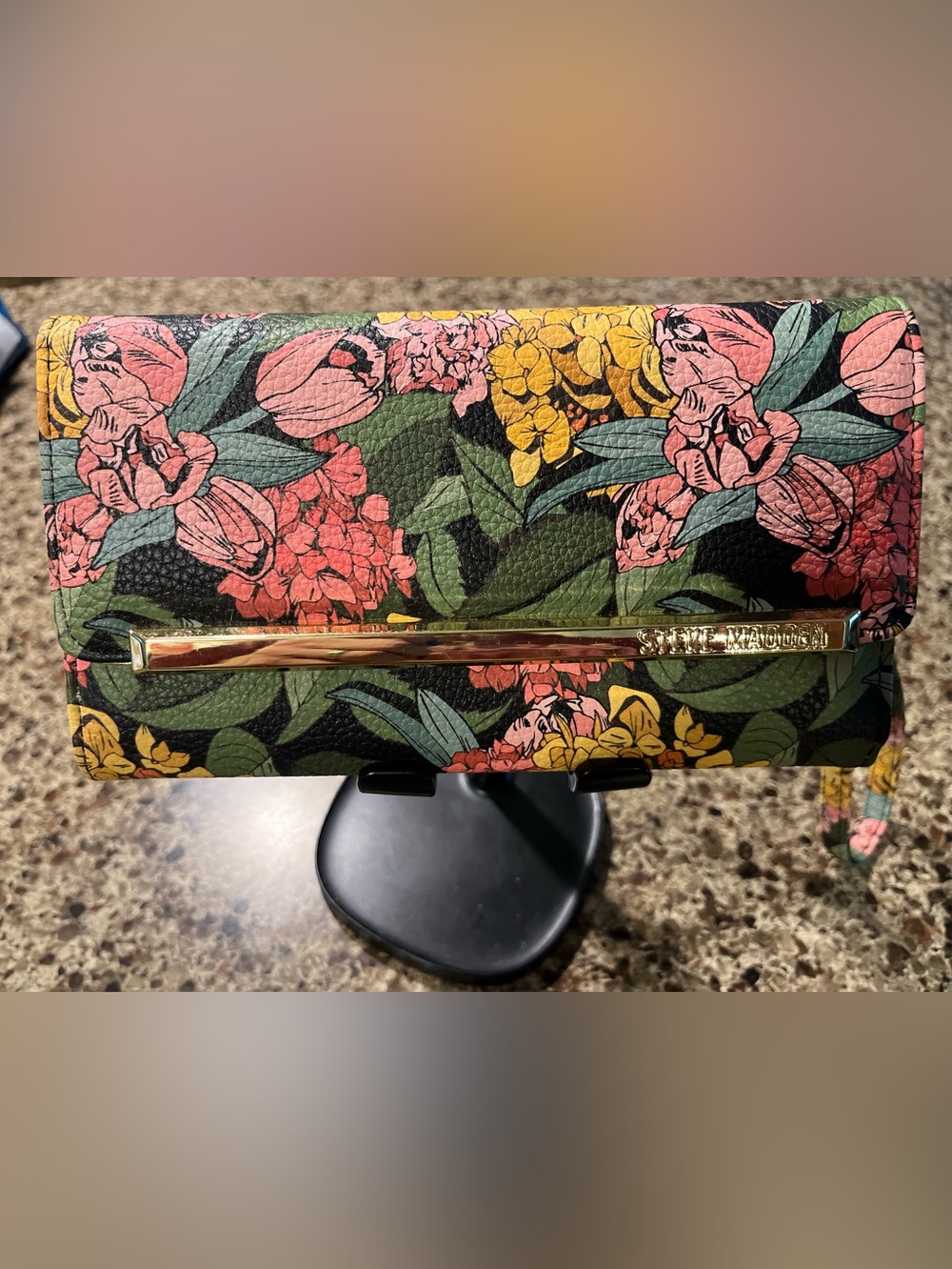 Steve Madden Floral Trifold Wallet in Green, Pink & Yellow